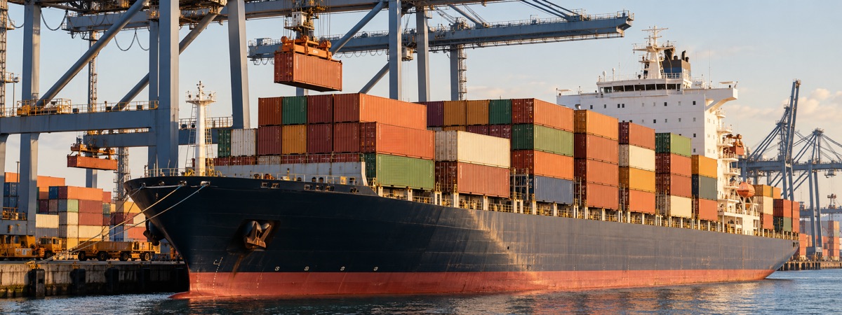 Illustrative sea freight scene