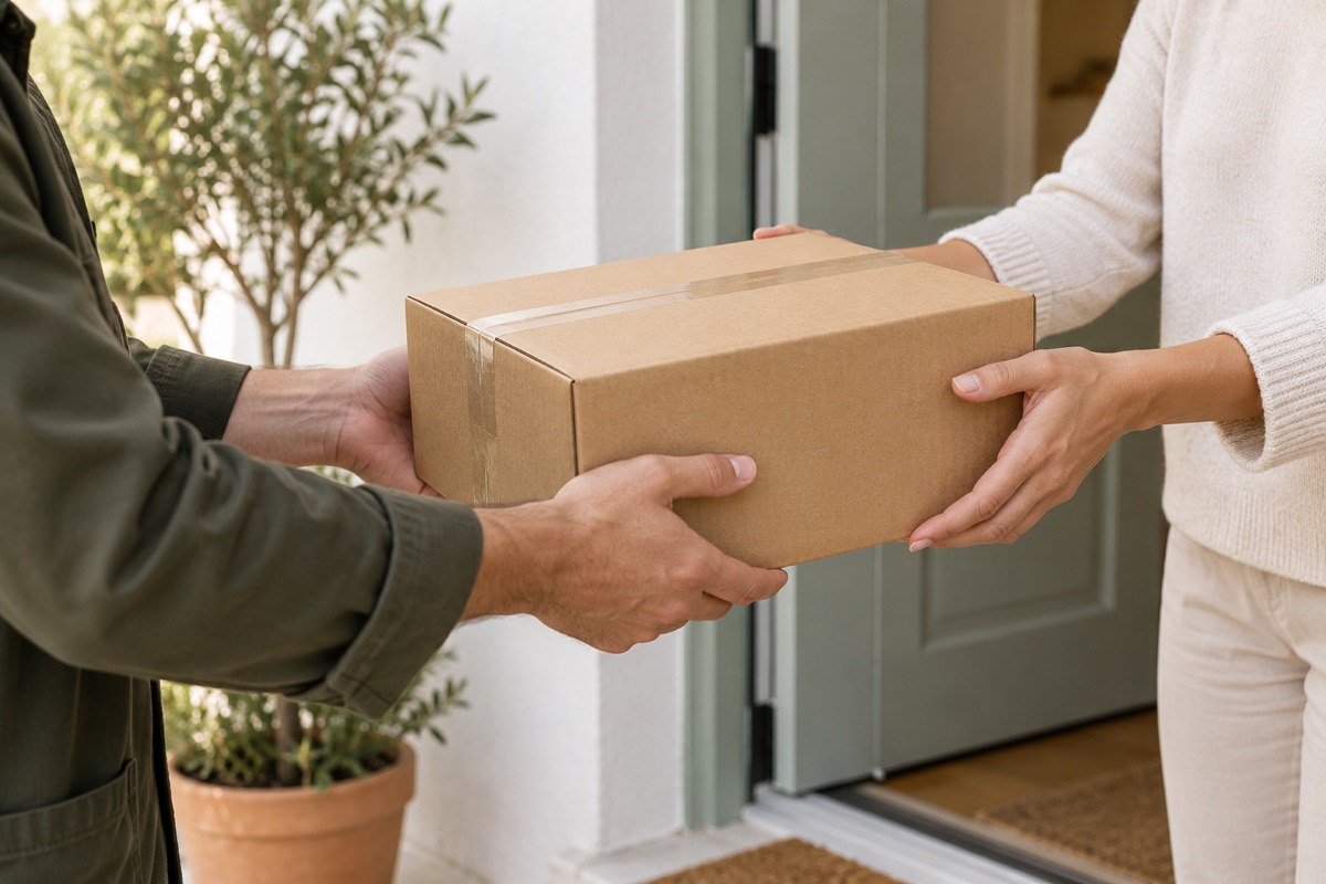 Illustrative door-to-door scene